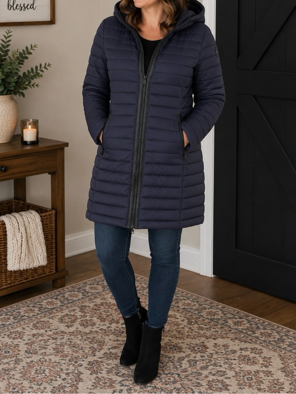 PAJAR Women's Navy Quilted Hooded Coat - Pajar